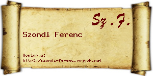 Szondi Ferenc névjegykártya